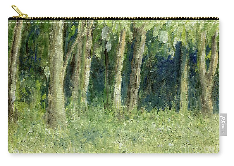 Oil Painting Zip Pouch featuring the painting Woodland Tree Line by Laurie Rohner
