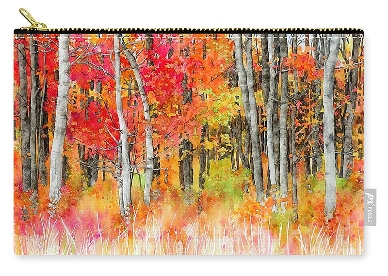 Forest Zip Pouch featuring the painting Woodsy Forest by Hailey E Herrera