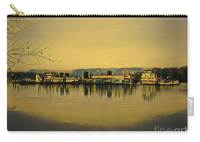 Mississippi River Carry-all Pouch featuring the painting Work Barge by Marilyn Smith