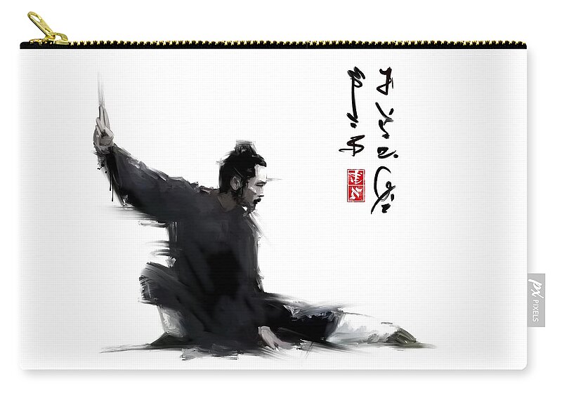Warrior Zip Pouch featuring the painting Wudang Priest by Ilyo Tao