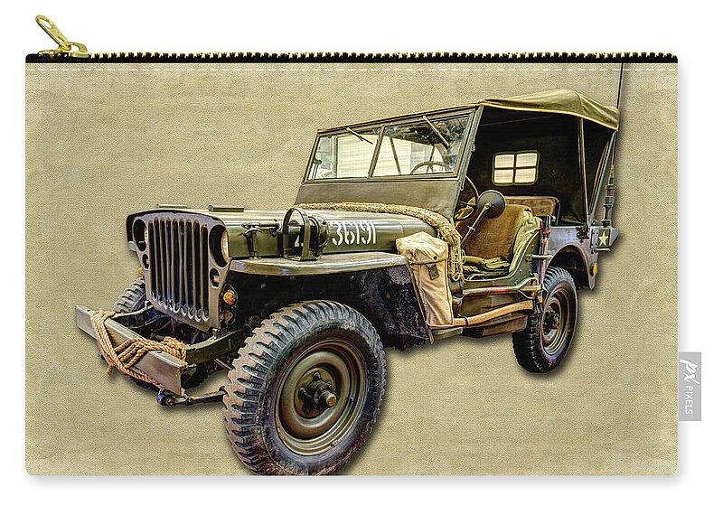 Jeep Zip Pouch featuring the photograph WW2 Jeep 2 by Weston Westmoreland