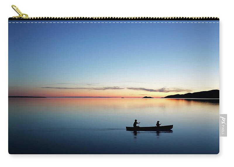 Lake Michigan Zip Pouch featuring the photograph Xl Twilight Canoeing by Sharply done