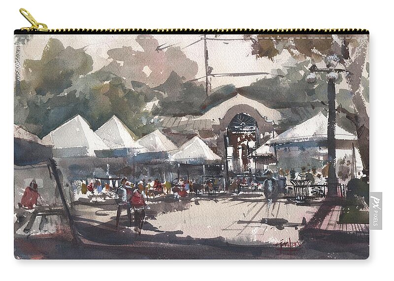 Tampa Zip Pouch featuring the painting Ybor Saturday Market by Gaston McKenzie