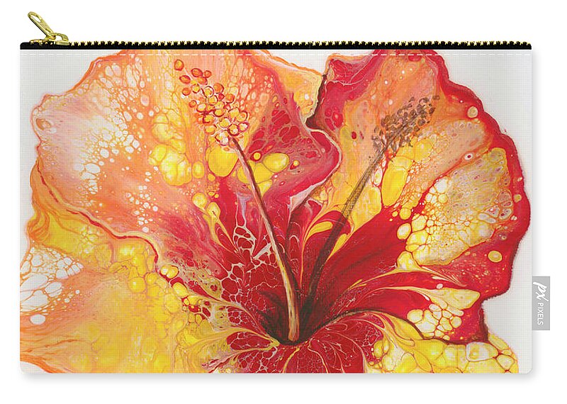 Hibiscus Zip Pouch featuring the painting Yellow and Red Hibiscus by Darice Machel McGuire