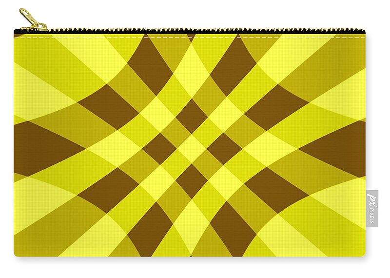 Yellow Zip Pouch featuring the digital art Yellow Brown Crosshatch by Delynn Addams for Home Decor by Delynn Addams