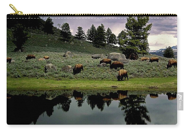 Grass Zip Pouch featuring the photograph Yellowstone Views by Image Brought To You Through The Eye Of Andrew Parker