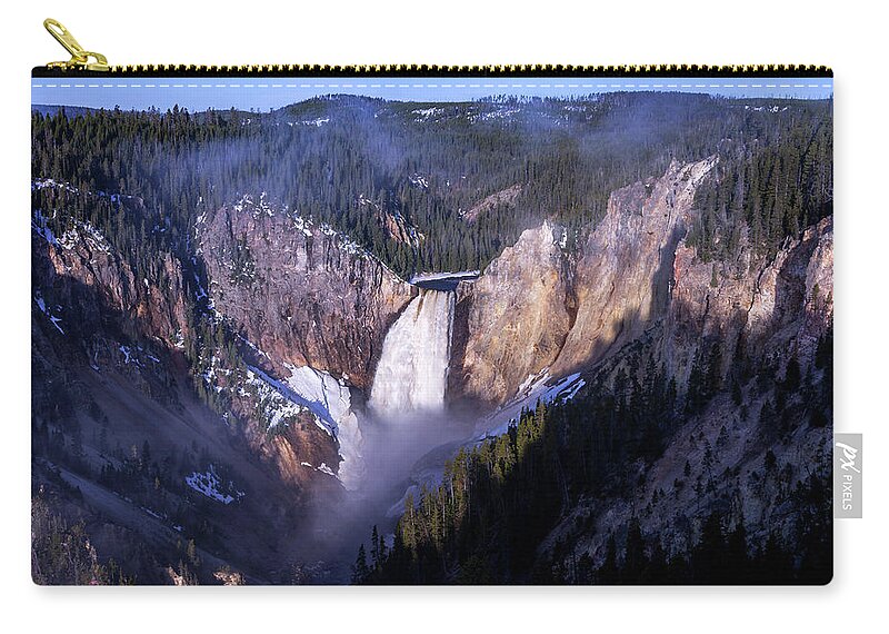 Yellowstone Zip Pouch featuring the photograph Yellowstone's Lower Falls 1 by Rick Pisio