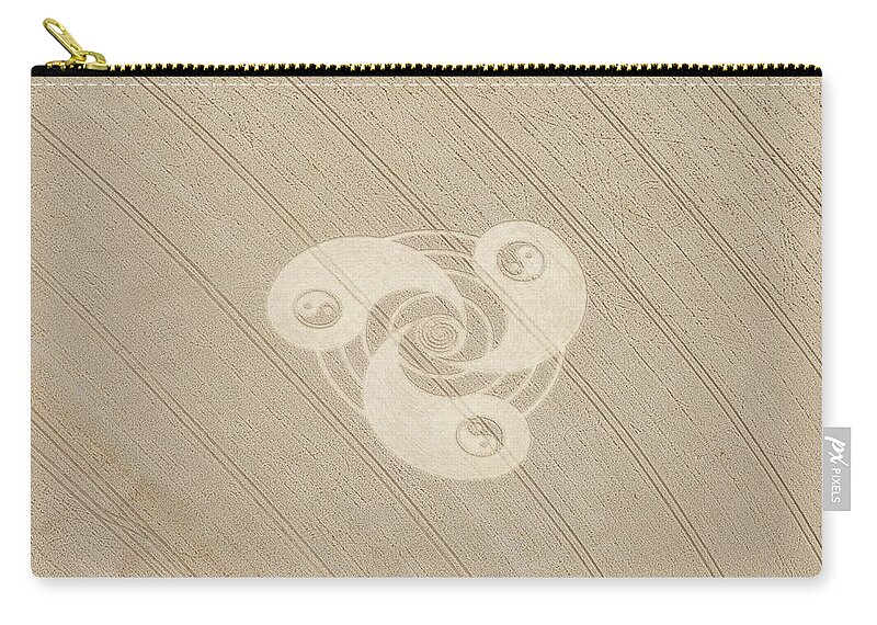 Outdoors Zip Pouch featuring the photograph Yin Yang Symbol Crop Circle by Simon Marcus Taplin