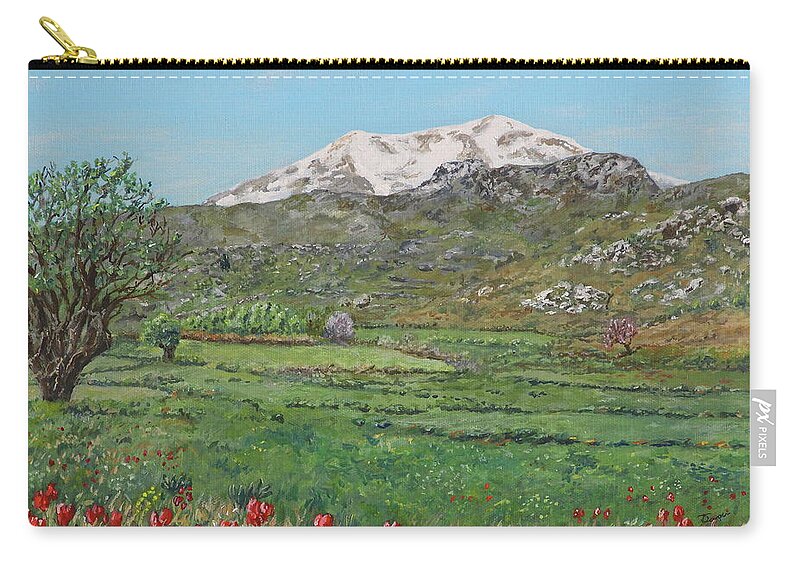 Crete Carry-all Pouch featuring the painting Yious Kambos and Psiloreitis by David Capon