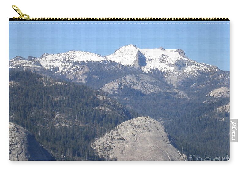Yosemite Zip Pouch featuring the photograph Yosemite National Park Panoramic View Snow Capped Mountains by John Shiron