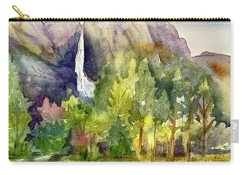 Yosemite Zip Pouch featuring the painting Yosemite Waterfalls by Hilda Vandergriff