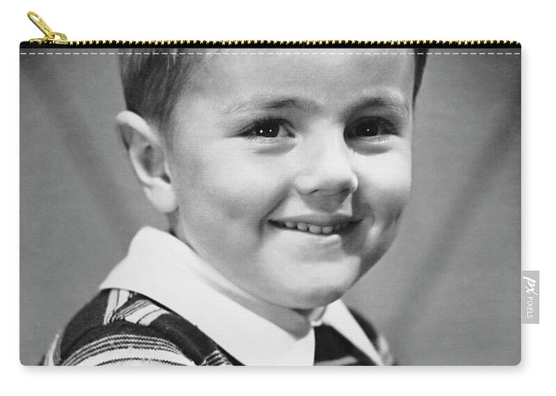 Child Zip Pouch featuring the photograph Young Boy Smiling by George Marks