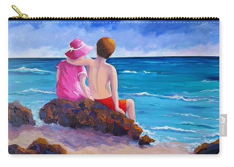 Children Zip Pouch featuring the painting Young Love by Rosie Sherman