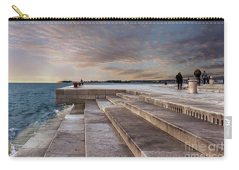 Zadar Zip Pouch featuring the photograph Zadar Sea Organ by David Meznarich