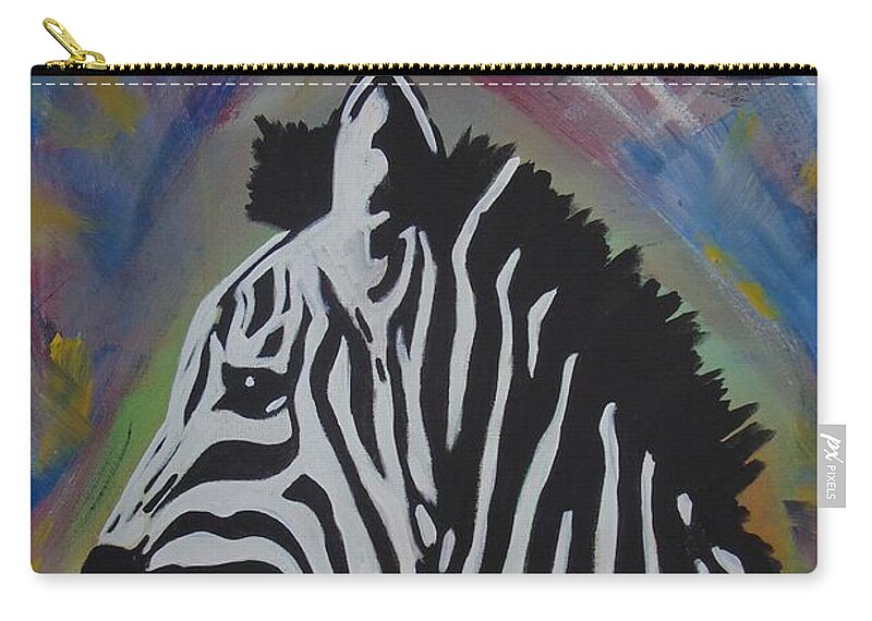 Zebra Zip Pouch featuring the painting Zebra Drip by Antonio Moore