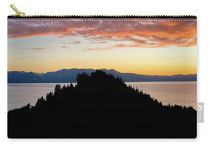 Lake Tahoe Zip Pouch featuring the photograph Zephyr Cove Lake Tahoe Sunset Silhouette by Anthony Giammarino