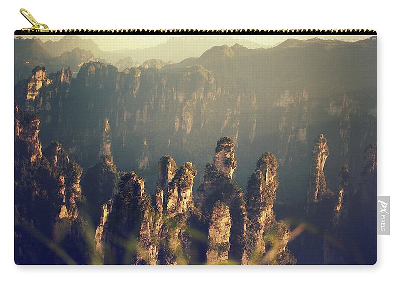 Viewpoint Zip Pouch featuring the photograph Zhangjiajie Landscapes by Piskunov