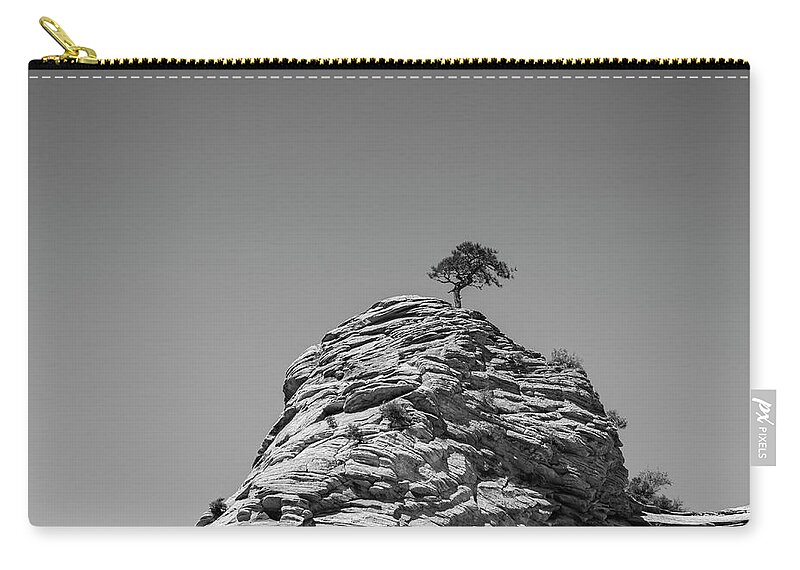 Zion Zip Pouch featuring the photograph Zion National Park Utah III BW by David Gordon