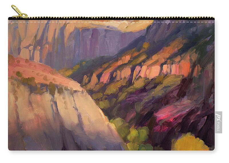 Zion Zip Pouch featuring the painting Zion's West Canyon by Steve Henderson
