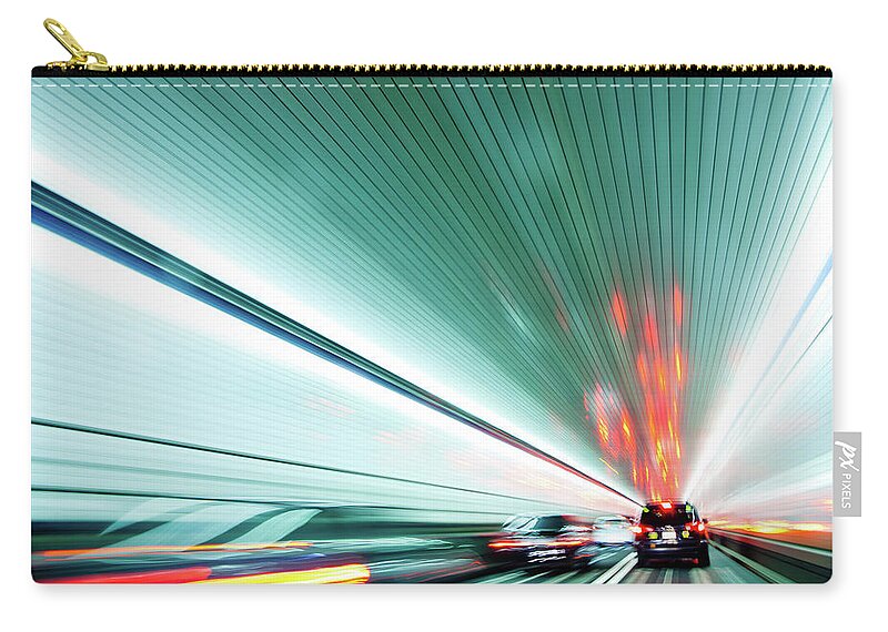 Vehicle Part Zip Pouch featuring the photograph Zipping Through The Holland Tunnel by Tanja-tiziana, Doublecrossed Photography