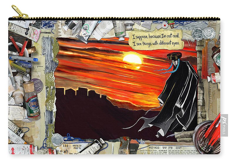 Golem Zip Pouch featuring the painting Zolidian Page One by Yom Tov Blumenthal
