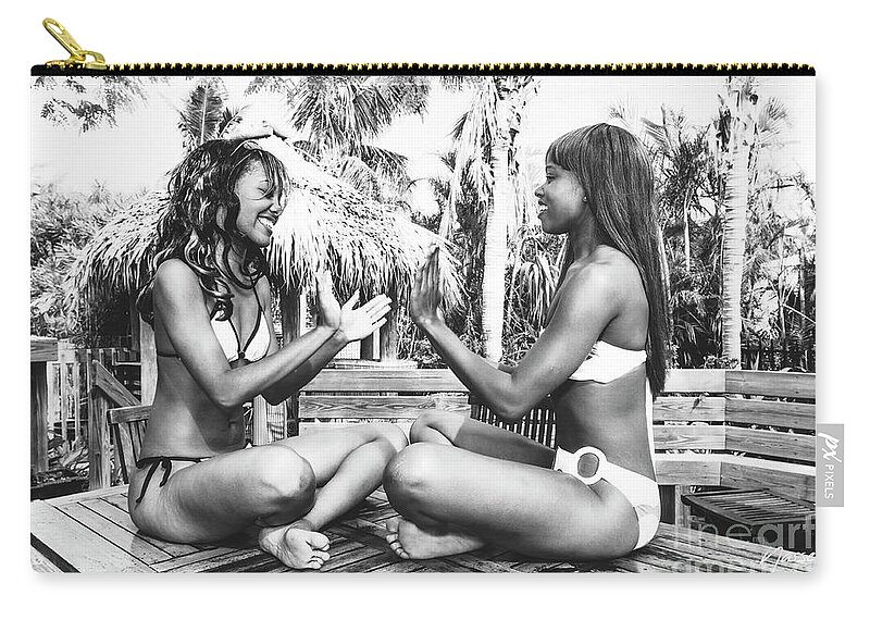 Fashion Photoraphy Art Girls Fun Art Zip Pouch featuring the photograph 0866 Lilisha Dominique Girl Fun Cranes Beach House Delray by Amyn Nasser
