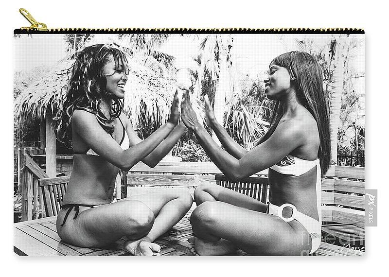 Two Girls Fun Fashion Photography Art Zip Pouch featuring the photograph 0882 Lilisha Dominique Girlfriend Fun Beach House by Amyn Nasser