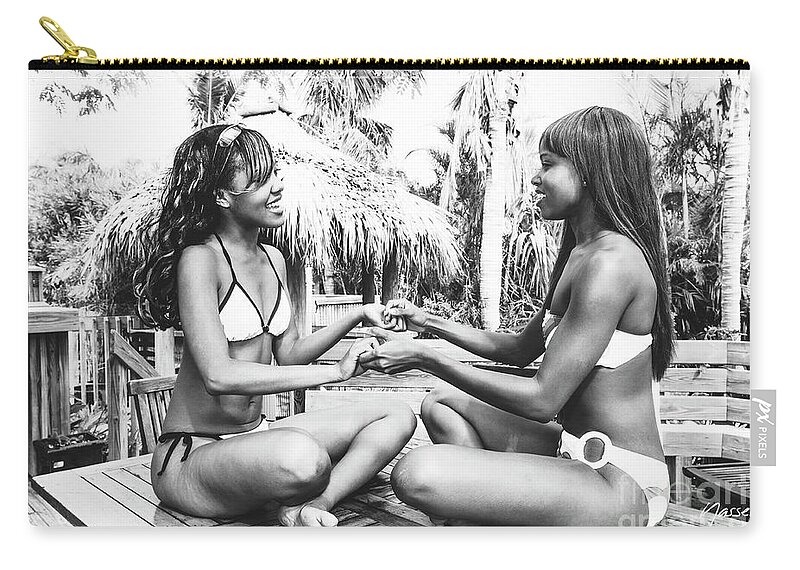 Two Girls Fun Fashion Photography Art Zip Pouch featuring the photograph 0889 Lilisha Dominique Girl Fun Cranes Beach House by Amyn Nasser