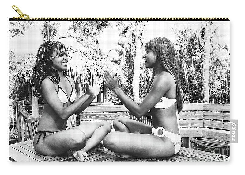 Two Girls Fun Fashion Photoraphy Art Zip Pouch featuring the photograph 0895 Lilisha Dominique - Girlfriends Beach Party by Amyn Nasser