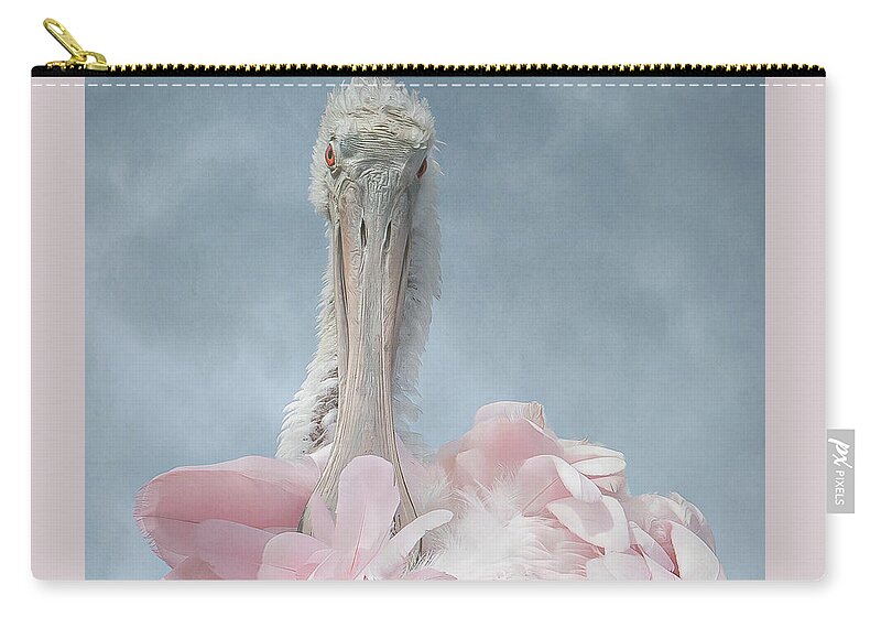 Pink Zip Pouch featuring the photograph A Roseate Spoonbill #1 by Sylvia Goldkranz
