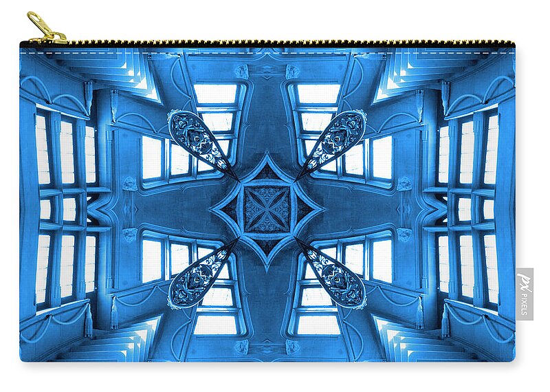 Abstract Stairs Zip Pouch featuring the photograph Abstract Stairs 2 in Blue by Mike McGlothlen