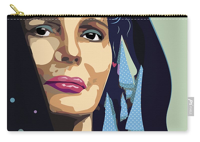 Amalia Zip Pouch featuring the digital art Amalia Rodrigues #1 by Isabel Salvador