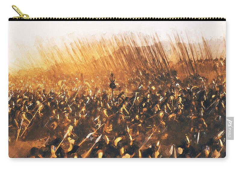 Greek Warrior Zip Pouch featuring the painting Ancient Greek Army - 16 by AM FineArtPrints