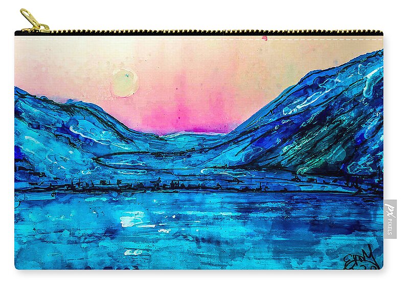 Moonrise Zip Pouch featuring the mixed media Arctic Moonrise HDR #1 by Eileen Backman