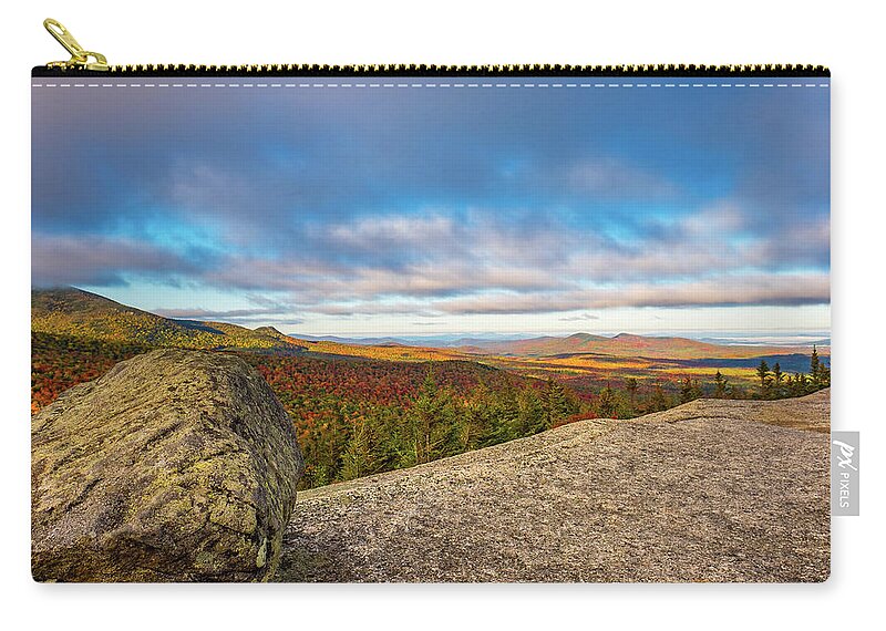 New Hampshire Zip Pouch featuring the photograph Autumn Erratic, Middle Sugarloaf. #1 by Jeff Sinon