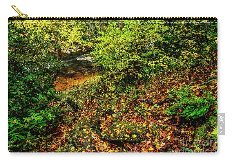Cranberry River Zip Pouch featuring the photograph Autumn Rain Cranberry River #1 by Thomas R Fletcher