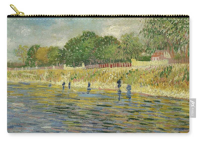  Zip Pouch featuring the painting Bank of the Seine #1 by Vincent van Gogh
