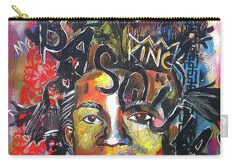 Basquiat Zip Pouch featuring the painting Basquiat #1 by Femme Blaicasso