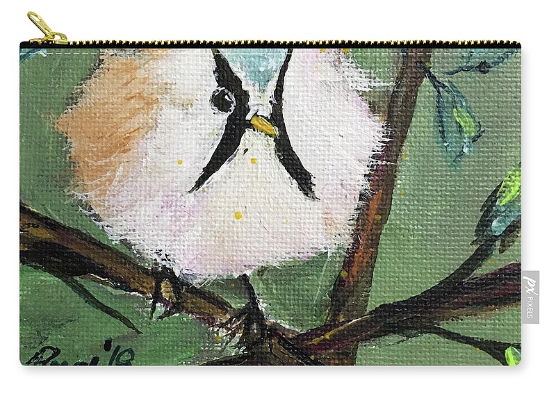 Bearded Tit Zip Pouch featuring the painting Bearded Tit by Roxy Rich