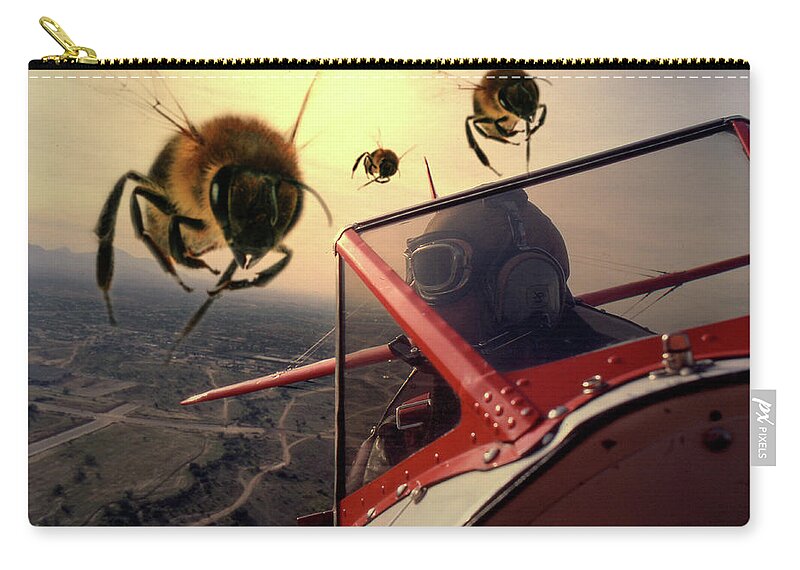 Fantasy Carry-all Pouch featuring the photograph Bee Attack 2 by Jim Painter