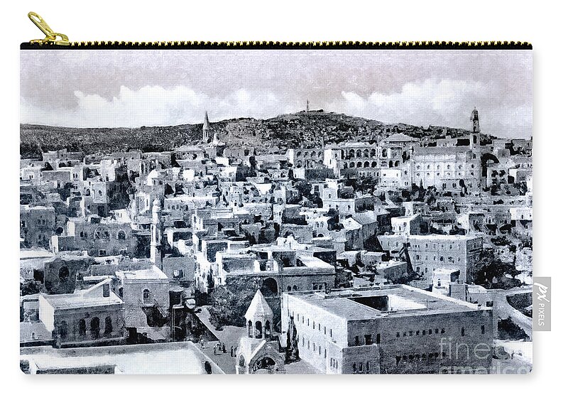 Nativity Zip Pouch featuring the photograph Bethlehem in 1920 #1 by Munir Alawi