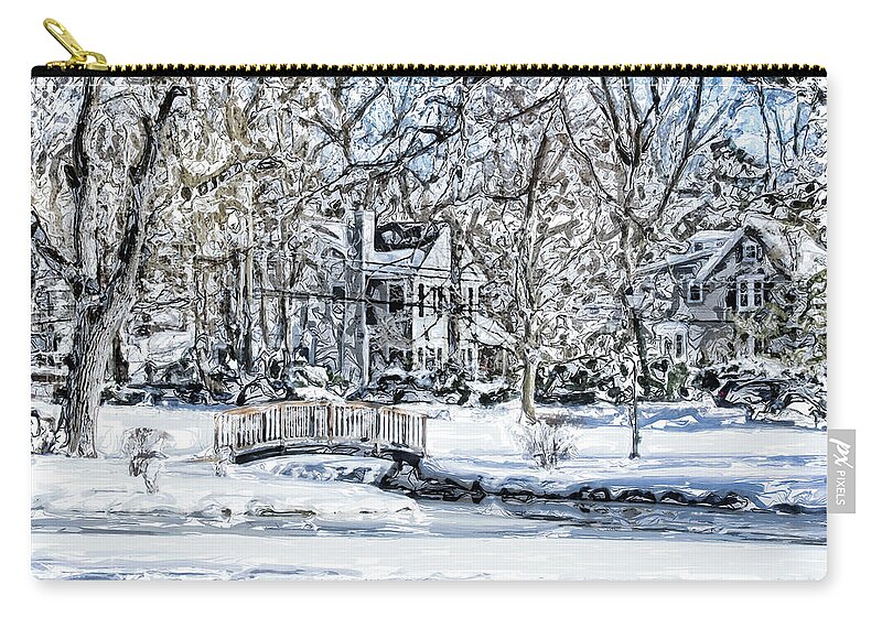 Snow Zip Pouch featuring the photograph Binney Park in Greenwich, Connecticut #2 by Cordia Murphy