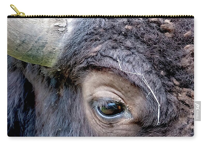 Bison Eye Zip Pouch featuring the photograph Bison Eye #1 by Jack Bell