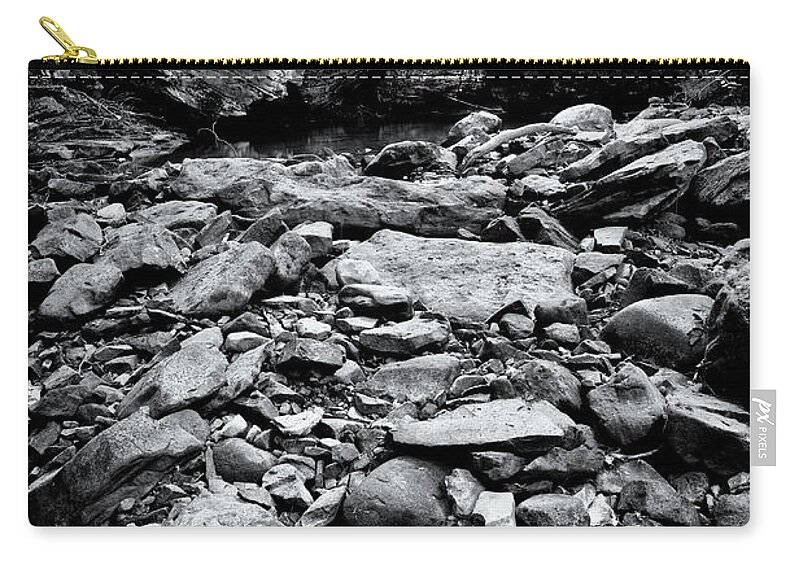Tennessee Zip Pouch featuring the photograph Black and White Rocks #1 by Phil Perkins