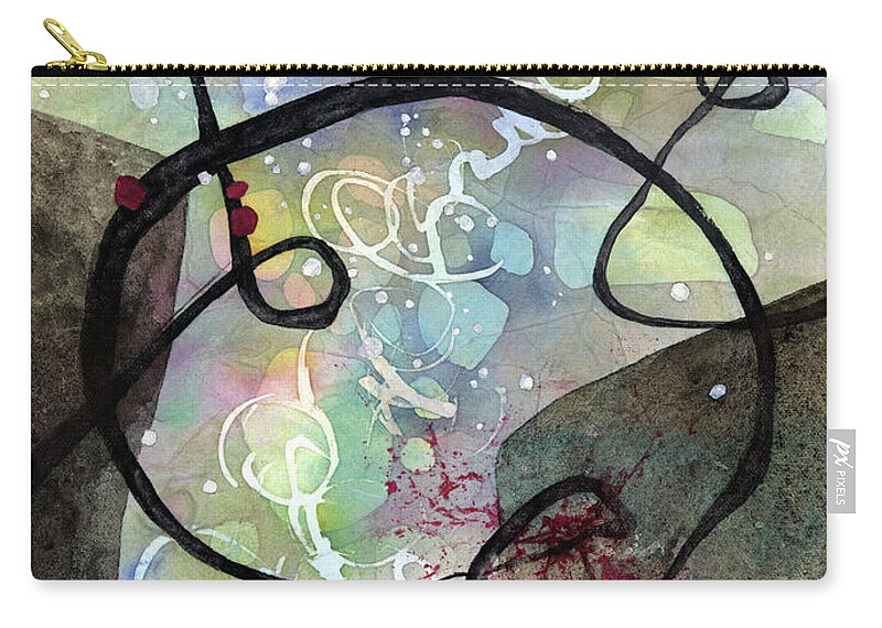 Abstract Zip Pouch featuring the painting Black Passage 2 - Pastel Colors by Hailey E Herrera