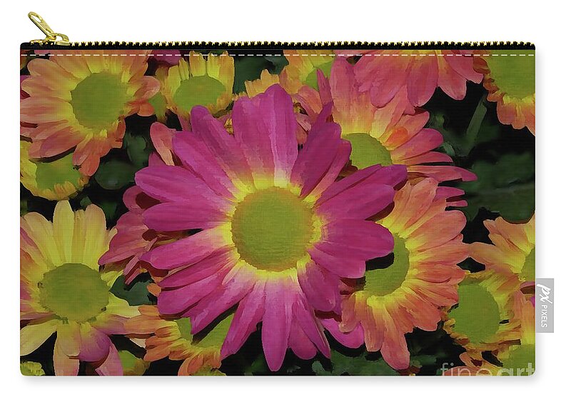 Background Zip Pouch featuring the digital art Blanket Flowers #1 by On da Raks