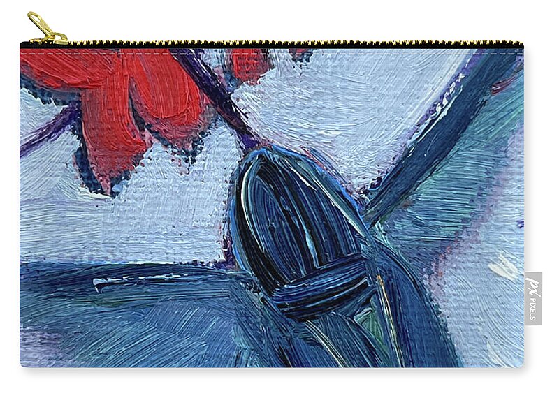 Hummingbird Carry-all Pouch featuring the painting Blue Hummingbird by Roxy Rich