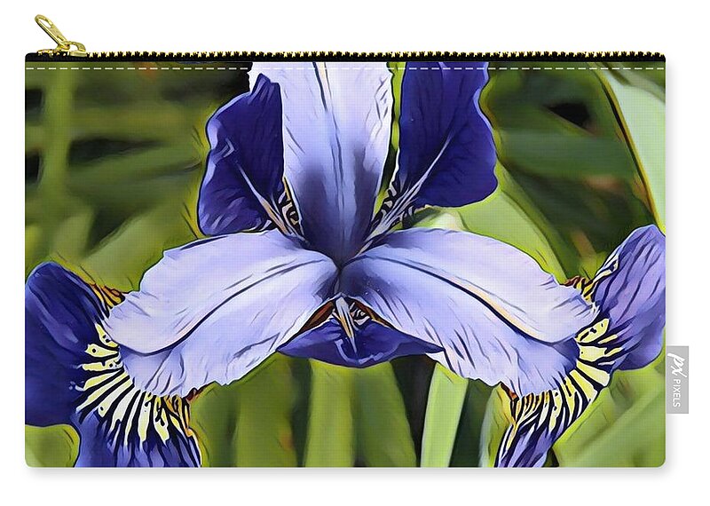 Flowers Zip Pouch featuring the painting Blue Iris #1 by Marilyn Smith
