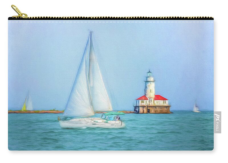 Sail Boats Zip Pouch featuring the photograph Passing The Lighthouse by Kevin Lane