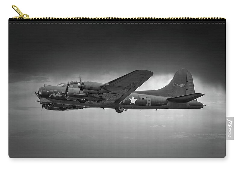 Usa Zip Pouch featuring the photograph Boeing B-17 Flying Fortress, World War 2 Bomber Aircraft Black and White #1 by Rick Deacon